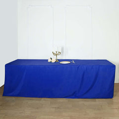 Fitted Polyester 96"x30" Rectangle Tablecloth Royal Blue - Durable and Easy to Maintain Table Cover