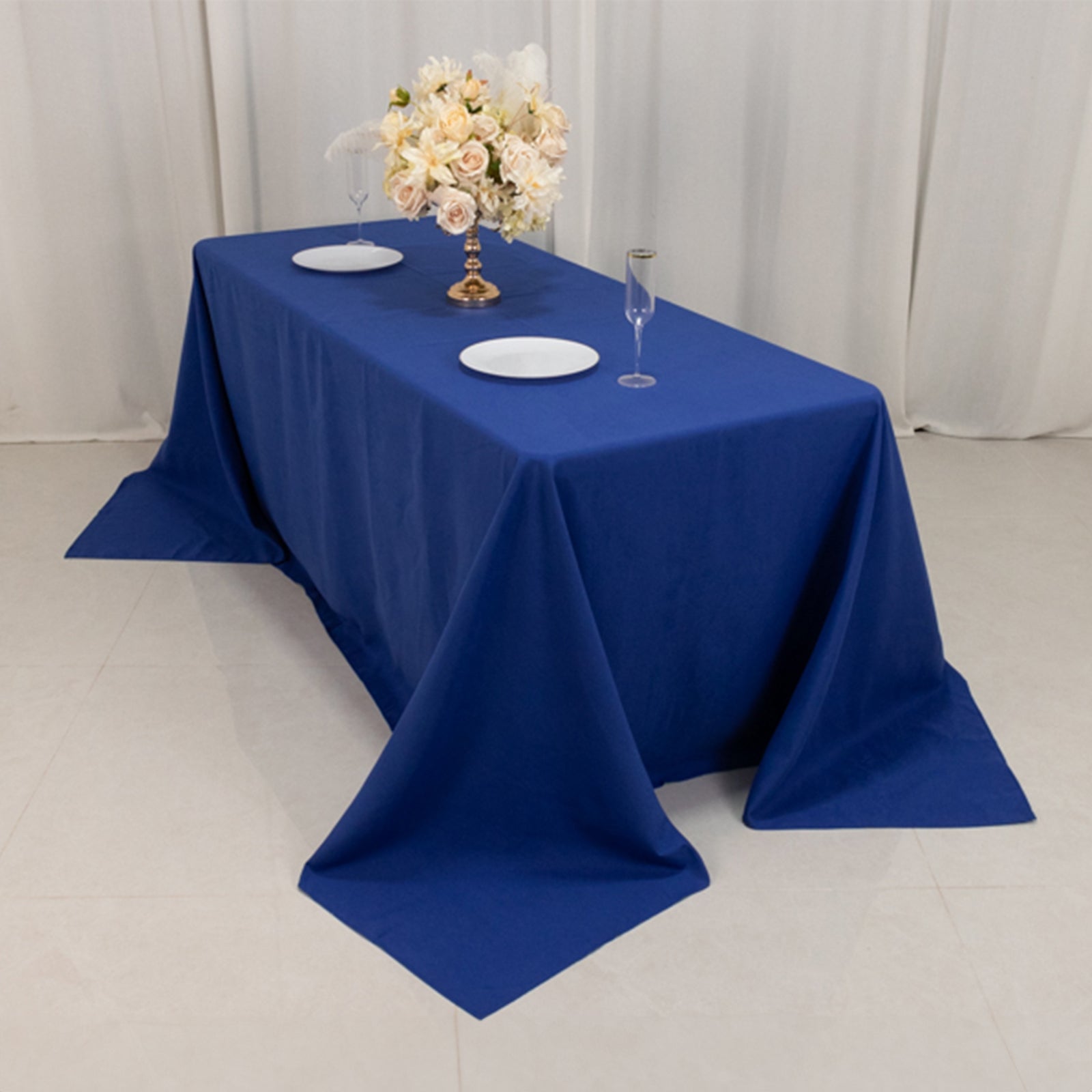 Cotton Blend 90"x132" Rectangle Tablecloth Royal Blue - Seamless Wrinkle-Resistant Table Cover