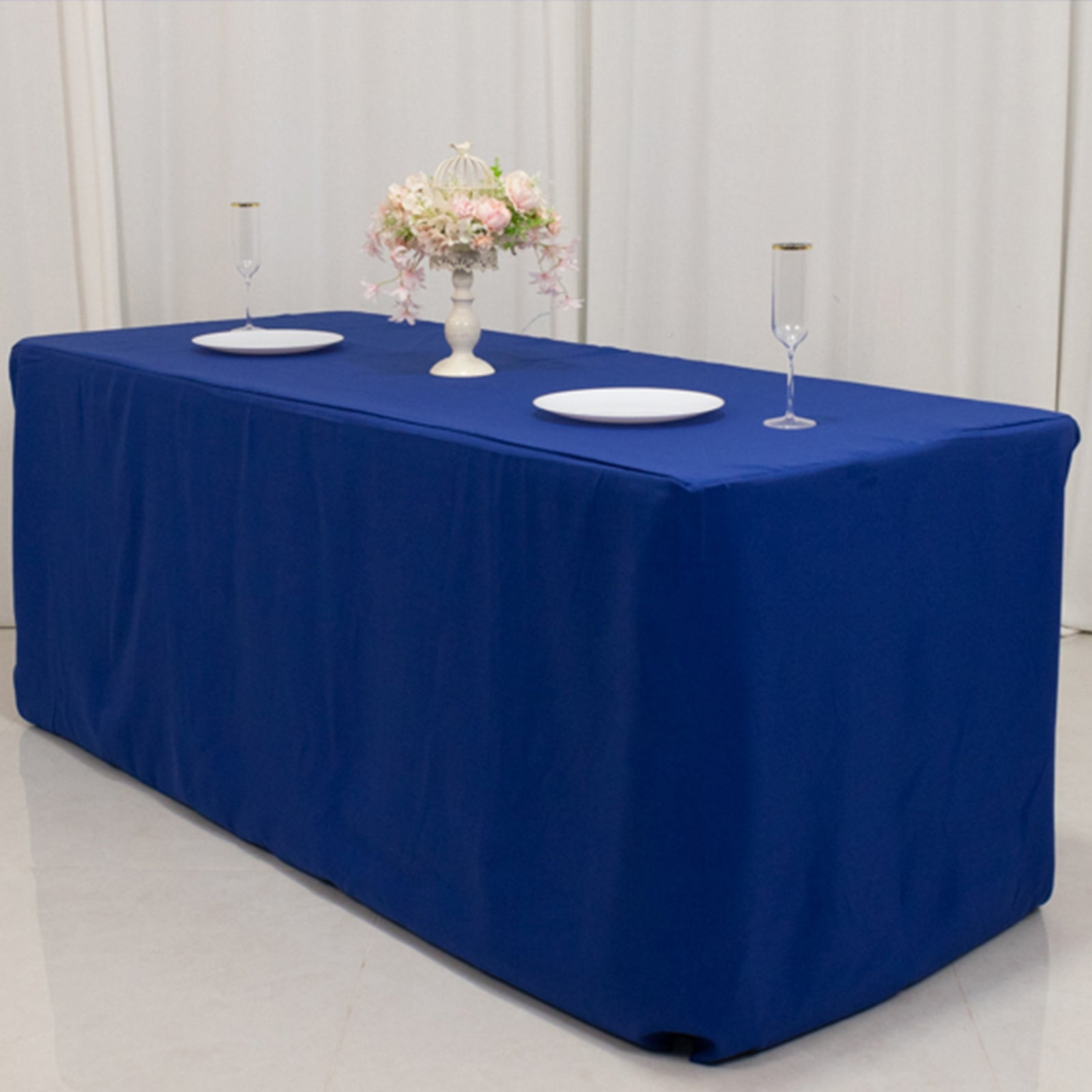 Premium Polyester 6ft Rectangle Tablecloth Royal Blue Durable Fitted 220GSM Table Cover