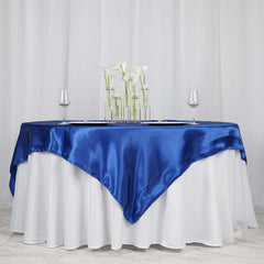 Satin 72"x72" Table Overlay Square Tablecloth Royal Blue - Smooth Finish Table Cover