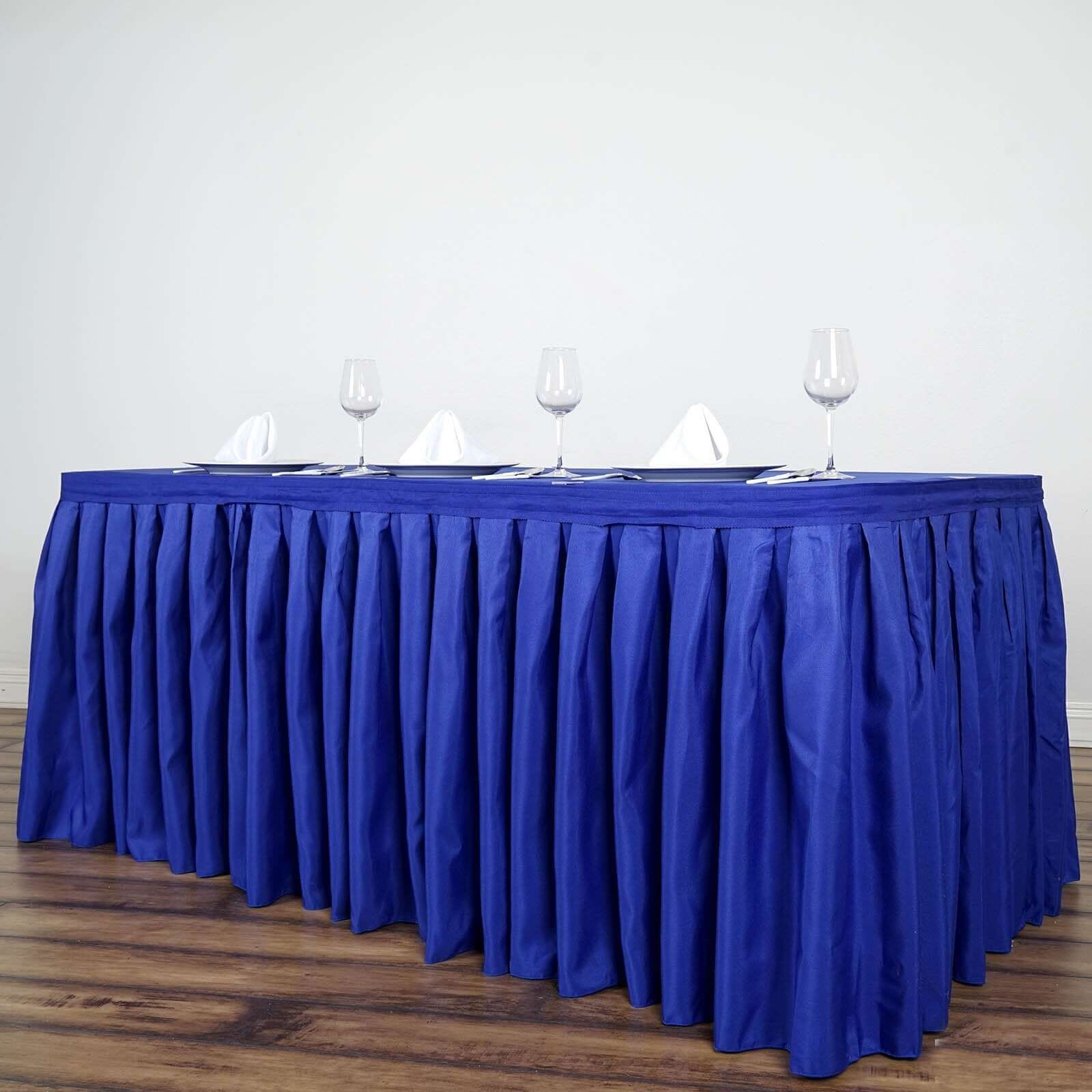 Polyester 14ft Table Skirt Royal Blue - Classic Pleated Design