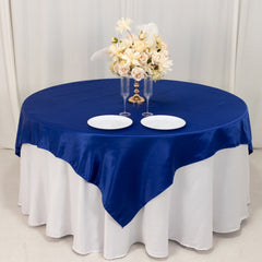 Lamour Satin 72"x72" Table Overlay Square Tablecloth Royal Blue - Smooth Finish Table Topper