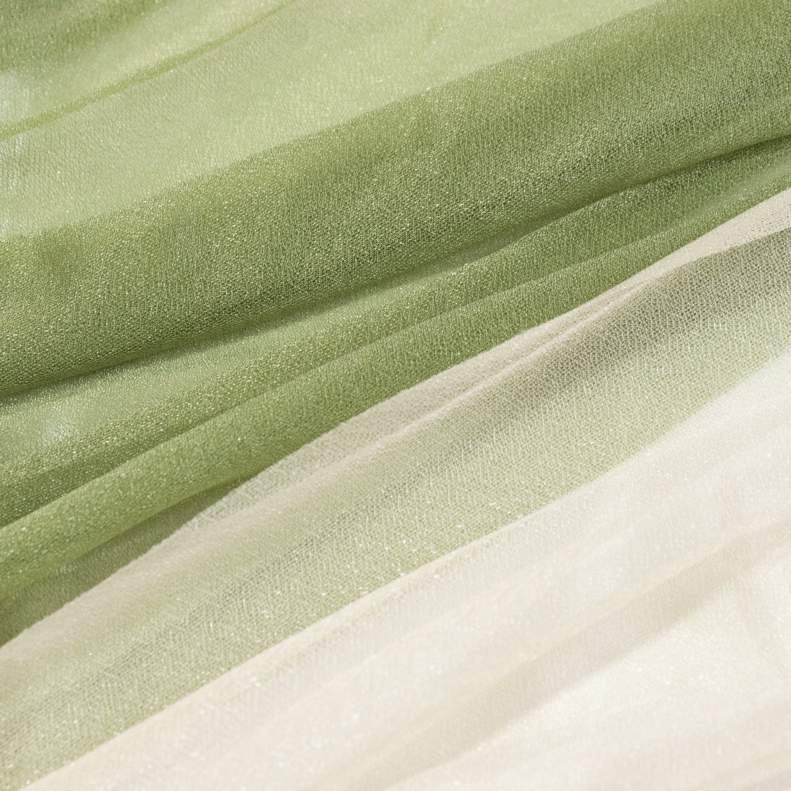 14ft Sheer Pleated Ruffle Skirting Chiffon Table Skirt - Dusty Sage Green and Beige, Shimmer Sheer, Wrinkle-Free Fabric