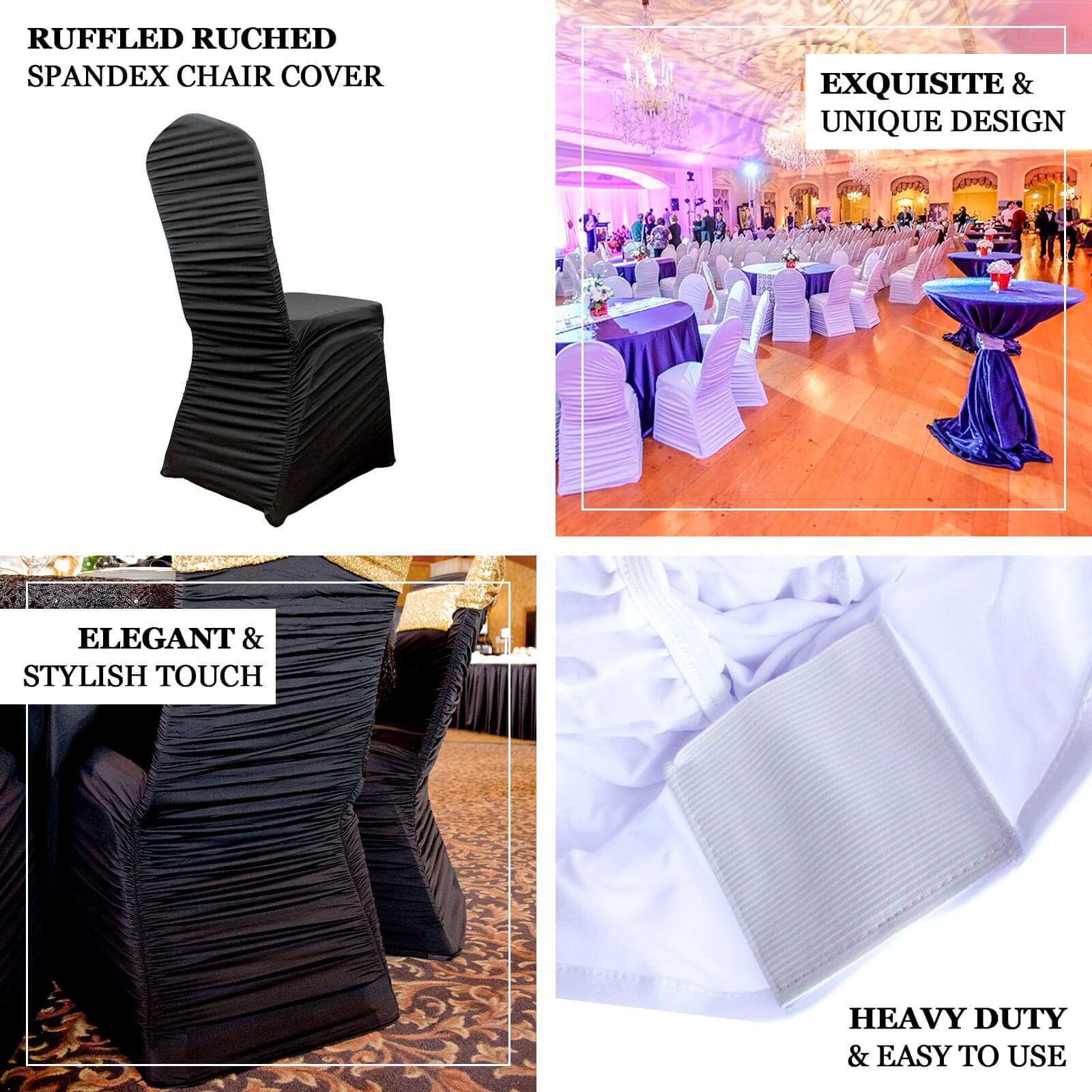 Stretch Spandex Chair Cover Rouge for Banquet Chairs White - Sleek Fitted Slip-On Slipcover for Weddings & Gatherings