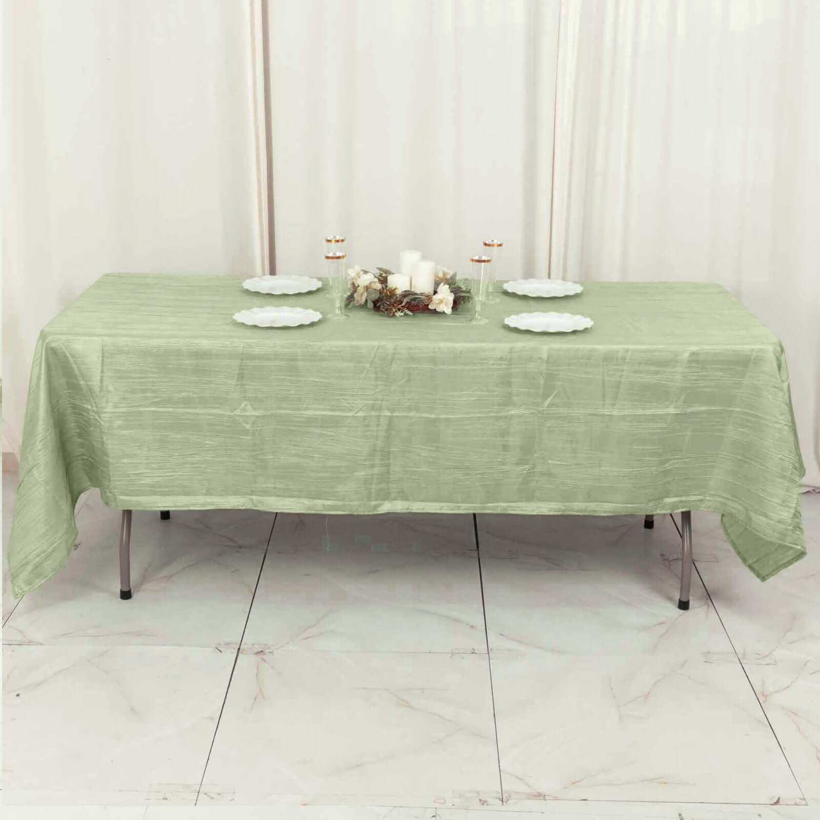 Taffeta 60"x102" Rectangle Tablecloth Sage Green - Accordion Crinkle Table Cover