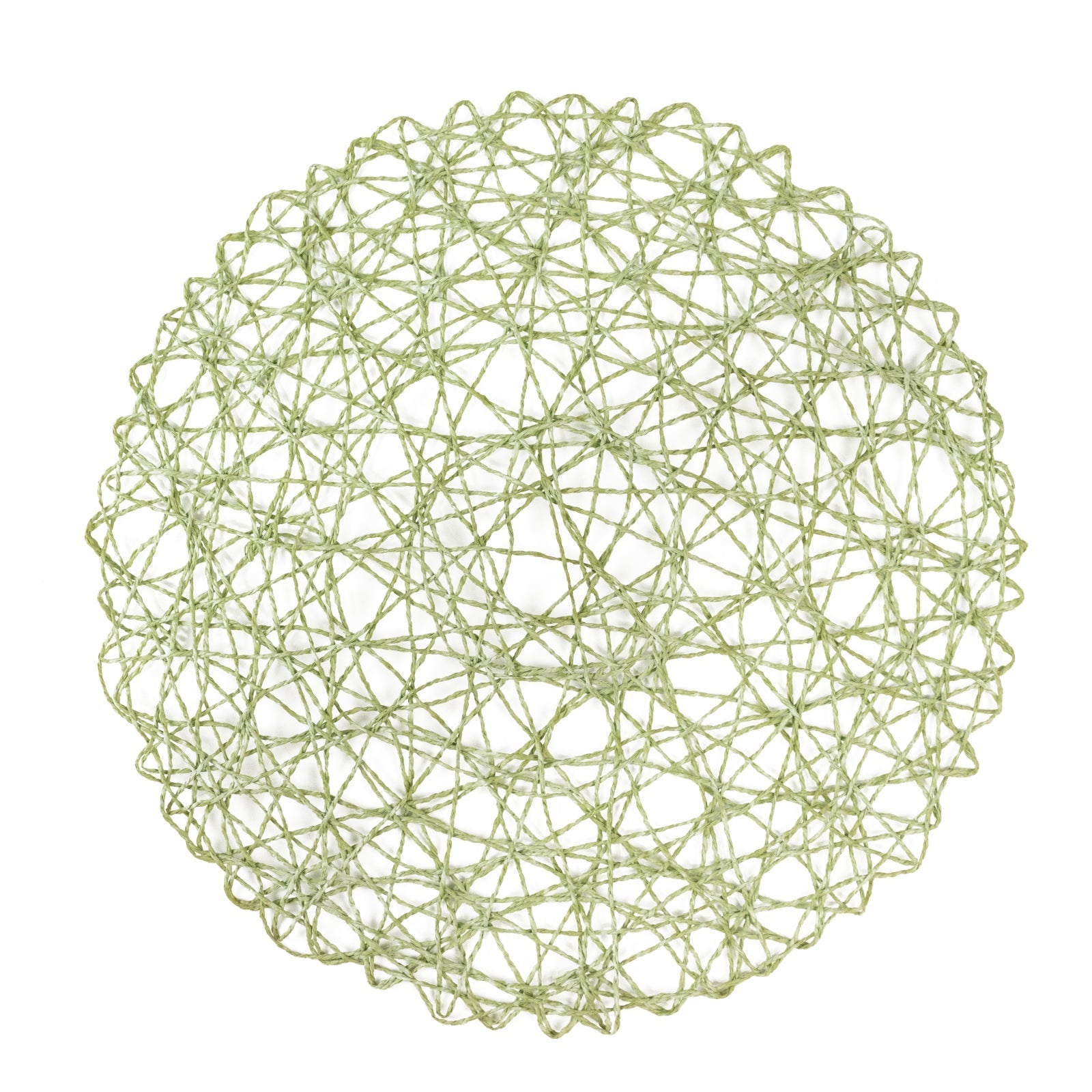 6-Pack Table Placemats Woven Fiber Design Sage Green Round - Disposable Mats for Dining and Events 15"