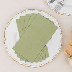 50-Pack Paper Napkins Sage Green - Soft Disposable 2-Ply Dinner Napkins for Weddings