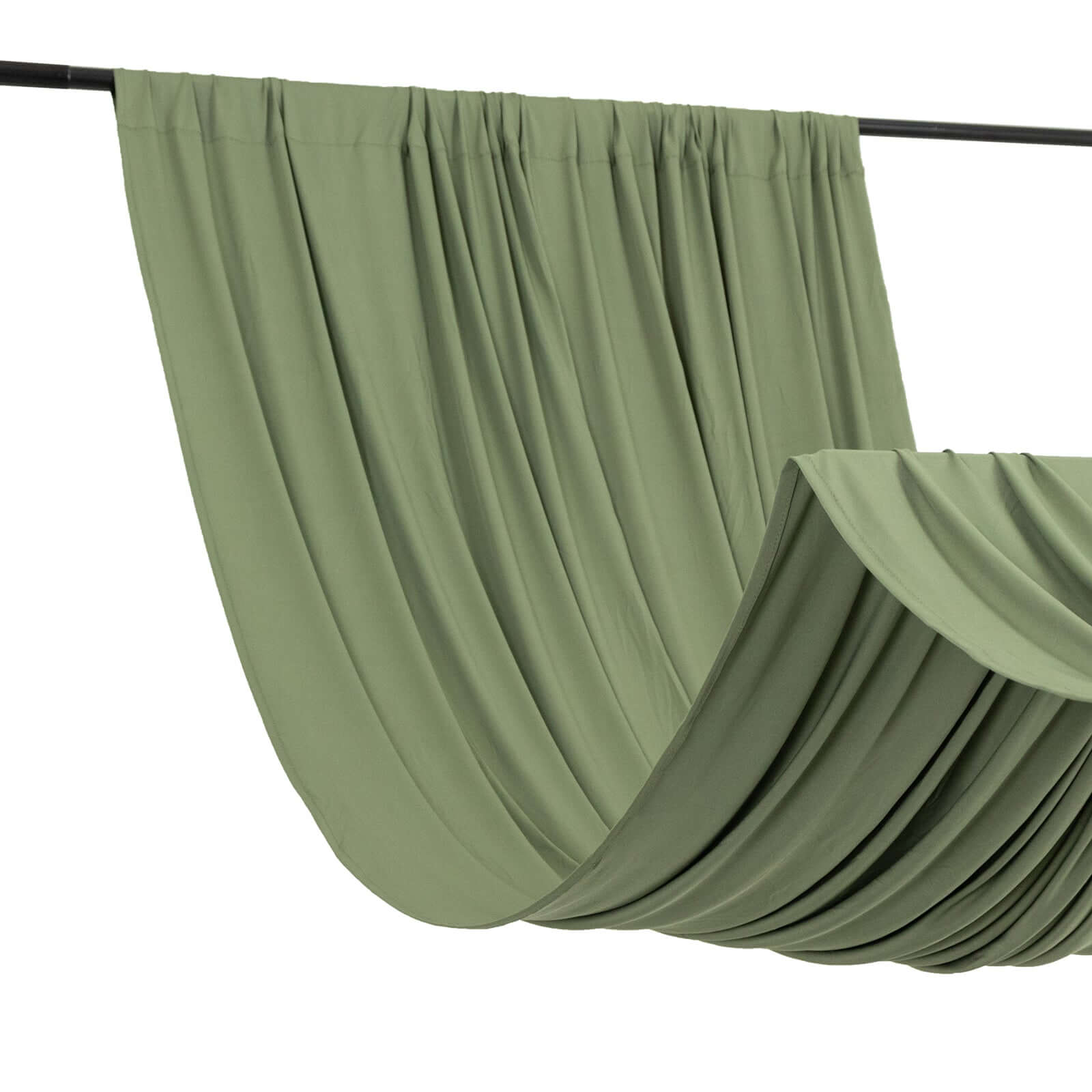 Dusty Sage Green 4-Way Stretch Spandex Event Curtain Drapes, Wrinkle Free Backdrop Event Panel with Rod Pockets - 5ftx10ft