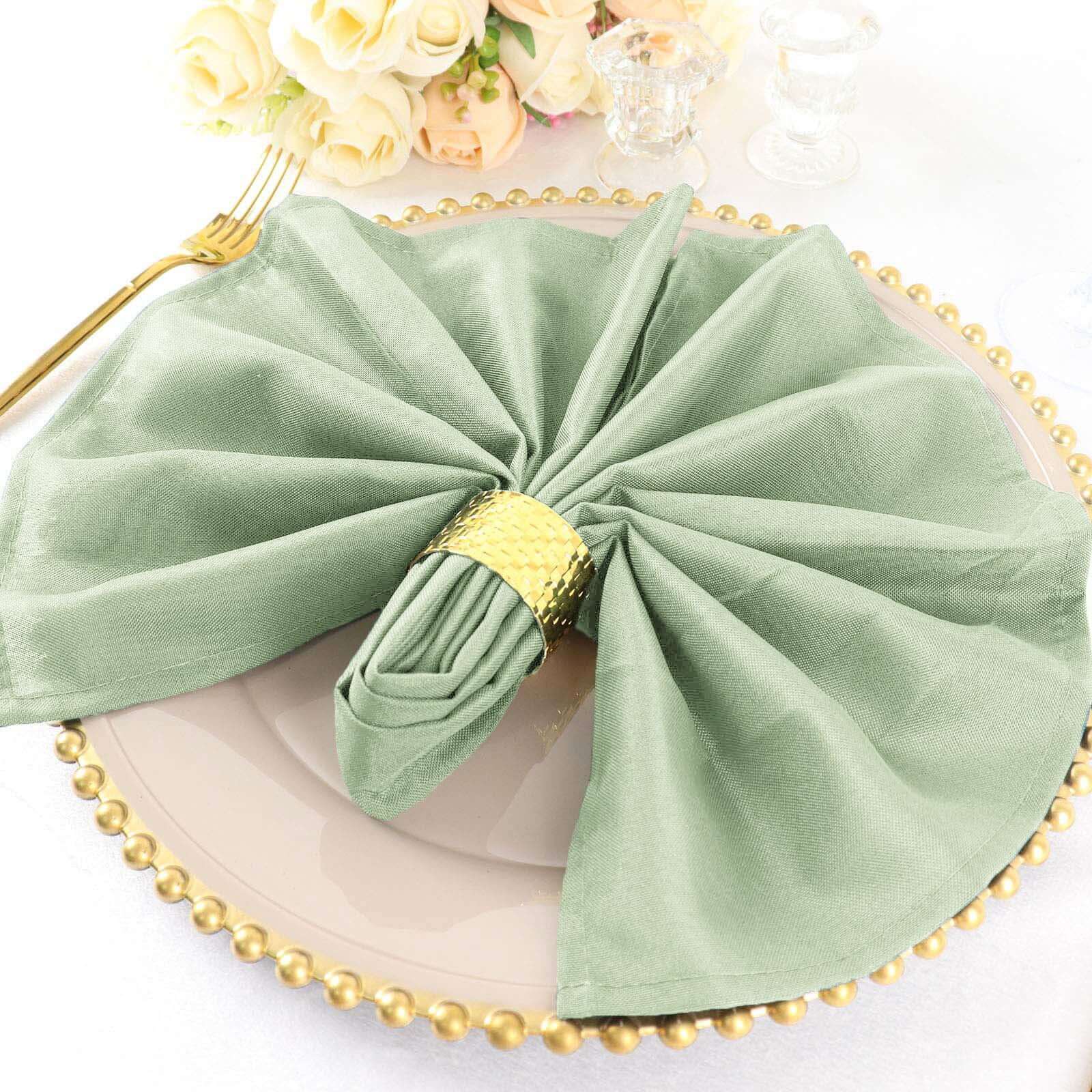 5 Pack Polyester 20"x20" Napkins Sage Green - Wrinkle Resistant & Easy Care Cloth Napkins
