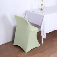 10 Pack Stretch Spandex Chair Covers Sage Green for Folding Chairs - Durable 160GSM Fitted Slipcovers