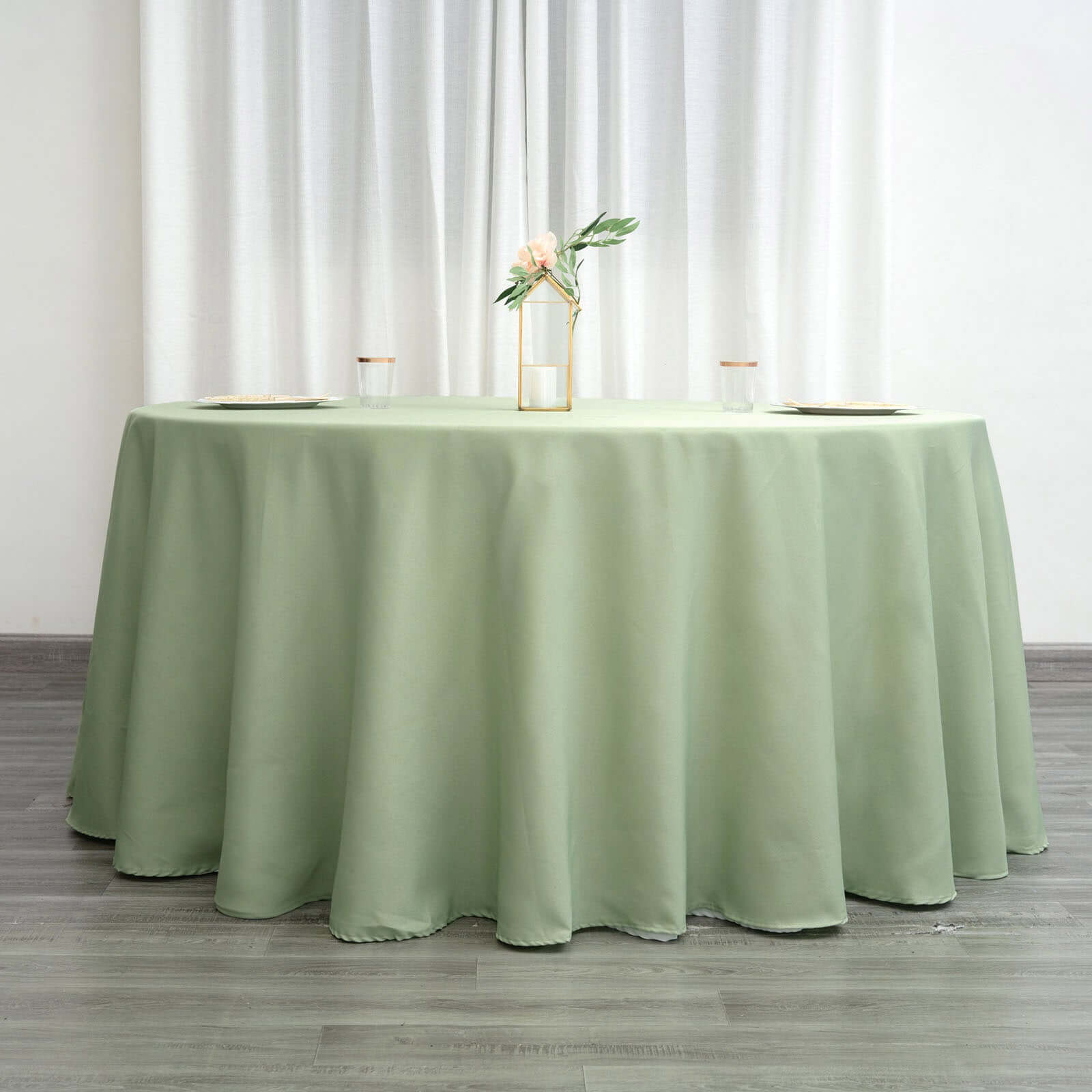 Polyester 120" Round Tablecloth Sage Green - Seamless Wrinkle-Resistant Table Cover