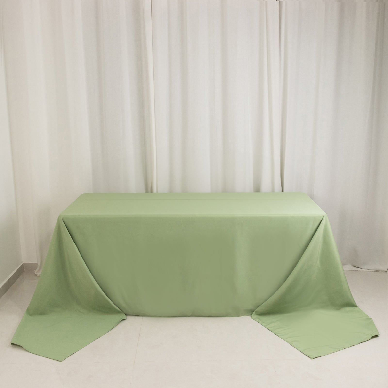 Premium Polyester 90"x156" Rectangle Tablecloth Sage Green - Seamless 220GSM Stain-Resistant Table Cover
