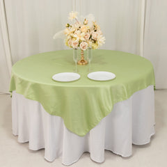 Lamour Satin 72"x72" Table Overlay Square Tablecloth Sage Green - Smooth Finish Table Topper