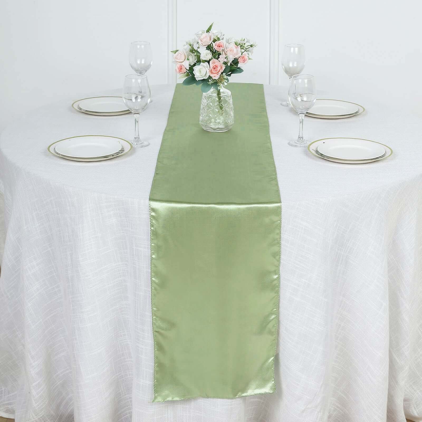 Satin 12"x108" Table Runner Sage Green - Stylish Table Linen