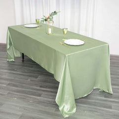 Satin Rectangular 60"x126" Tablecloth Sage Green - Smooth and Lustrous Table Cover