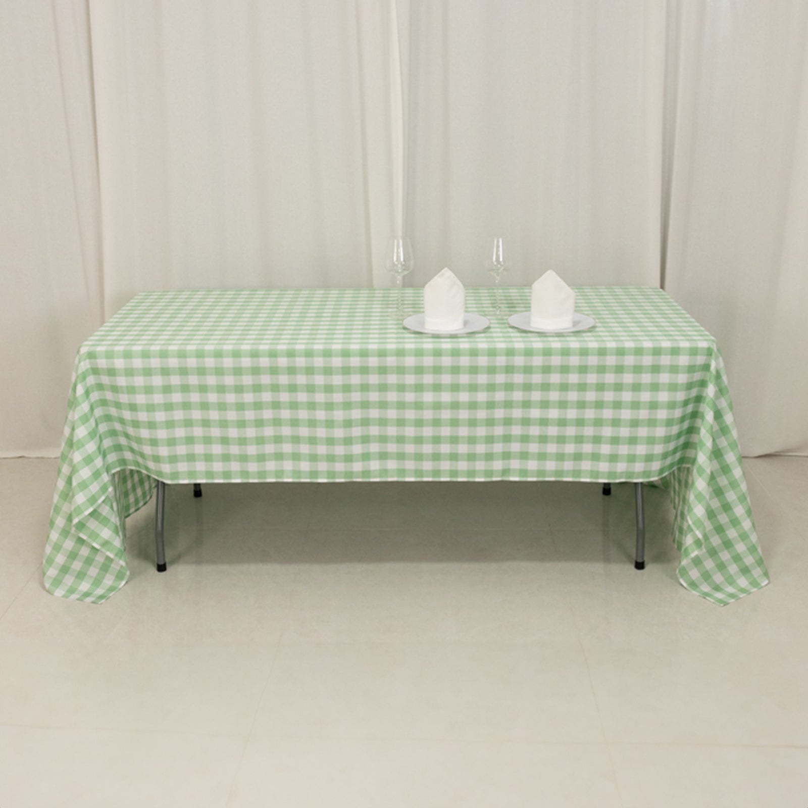 Polyester 60"x126" Rectangle Tablecloth White/Sage Green - Buffalo Plaid Checkered Table Cover