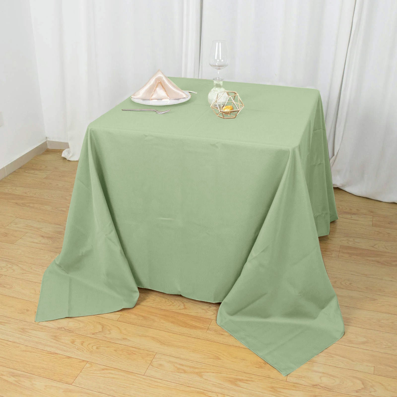 Polyester Square 90"x90" Tablecloth Sage Green - Wrinkle-Resistant & Durable Table Cover