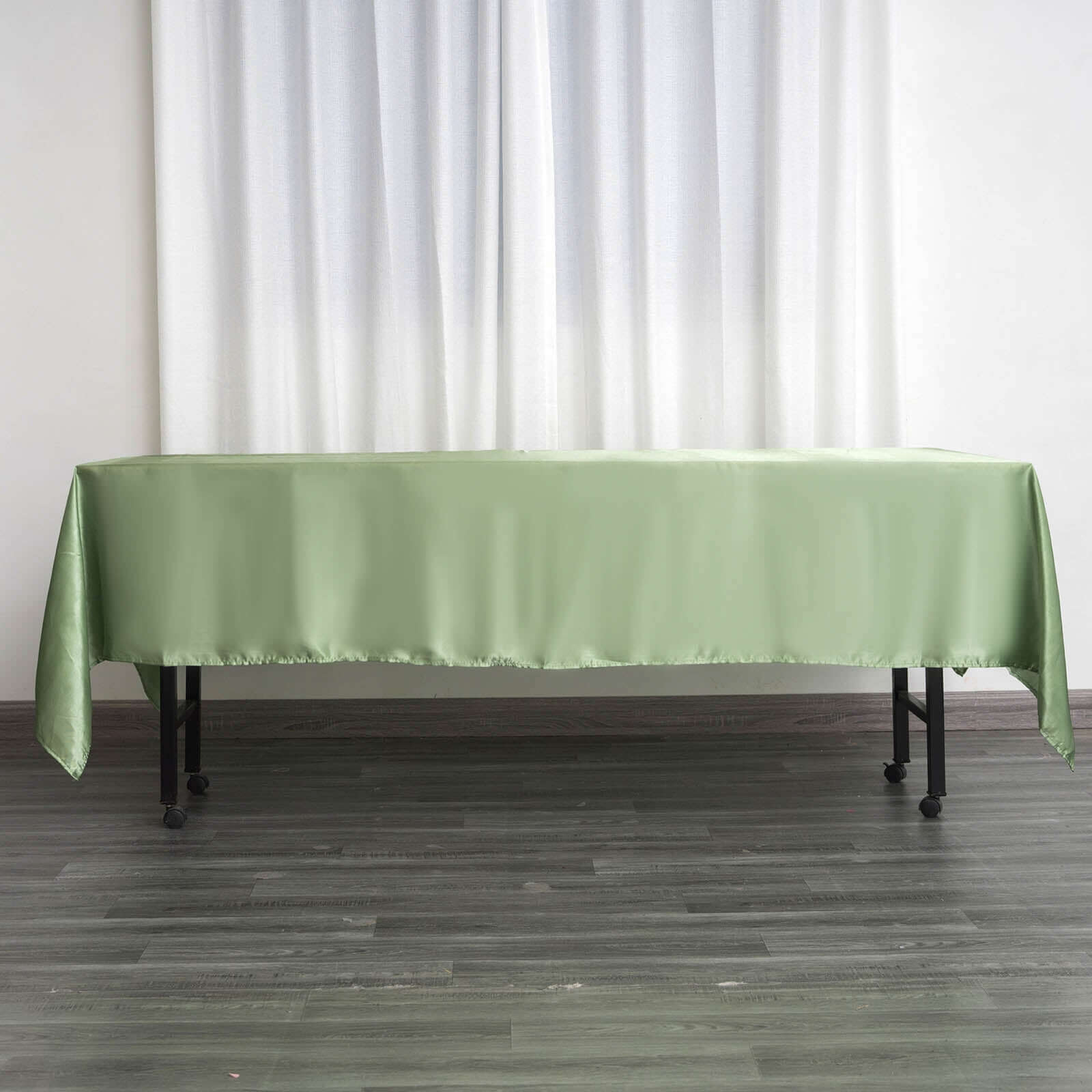 Satin Rectangular 60"x102" Tablecloth Sage Green - Smooth and Lustrous Table Cover
