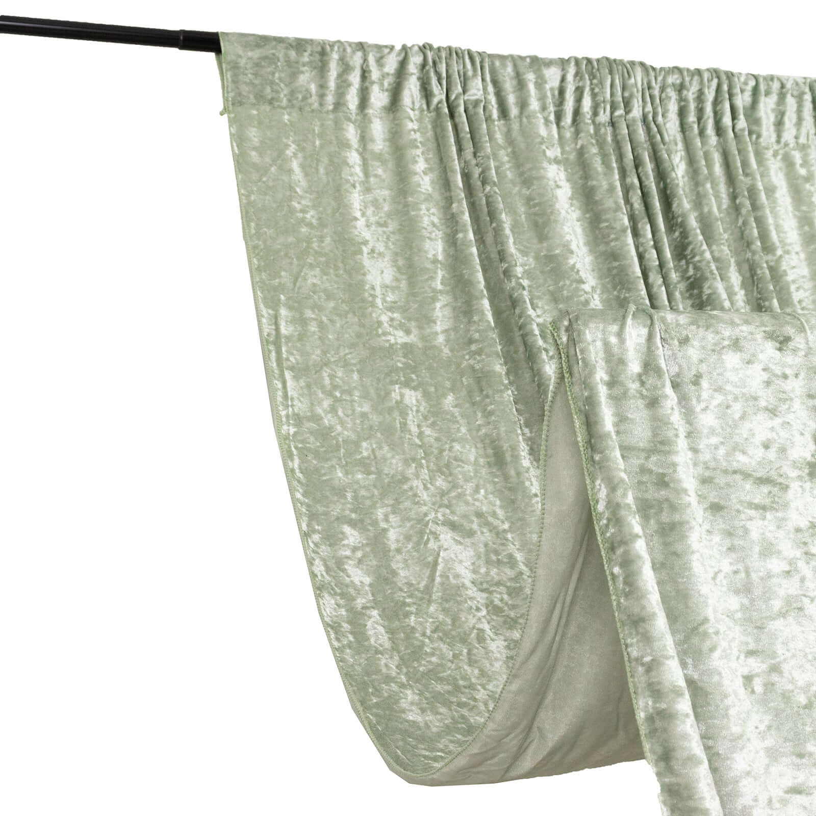Sage Green Crushed Velvet Backdrop Curtain – 5ft x 12ft Event Drape with Rod Pocket, Privacy Panel for Photo Booths & Events