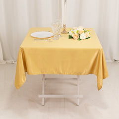 Lamour Satin 54"x54" Square Tablecloth Champagne - Durable & Silk-Like Table Cover