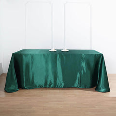 Satin Rectangular 90"x156" Tablecloth Hunter Emerald Green - Seamless Table Cover