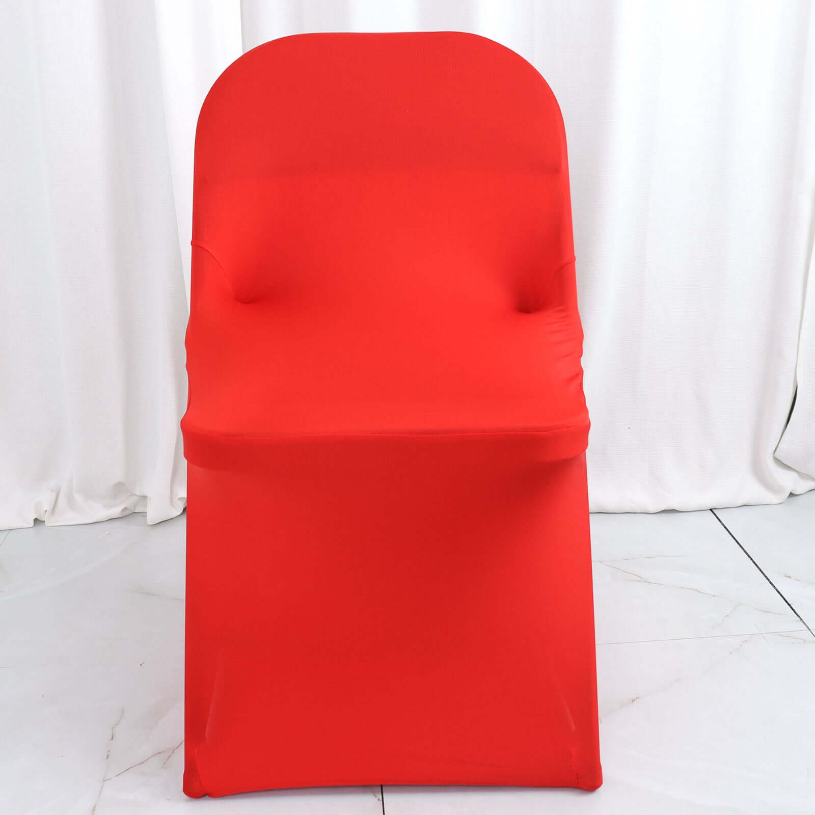 Spandex Chair Cover Red for Folding Chairs - Durable Stretch Fitted Slipcover with Satin Rosette Design