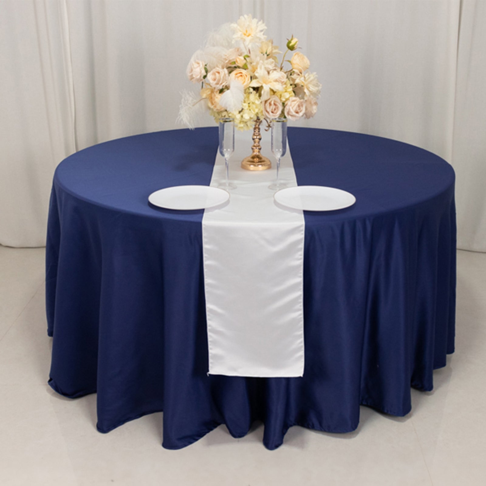 Lamour Satin 12"x108" Table Runner White - Smooth & Lustrous Wedding Decor