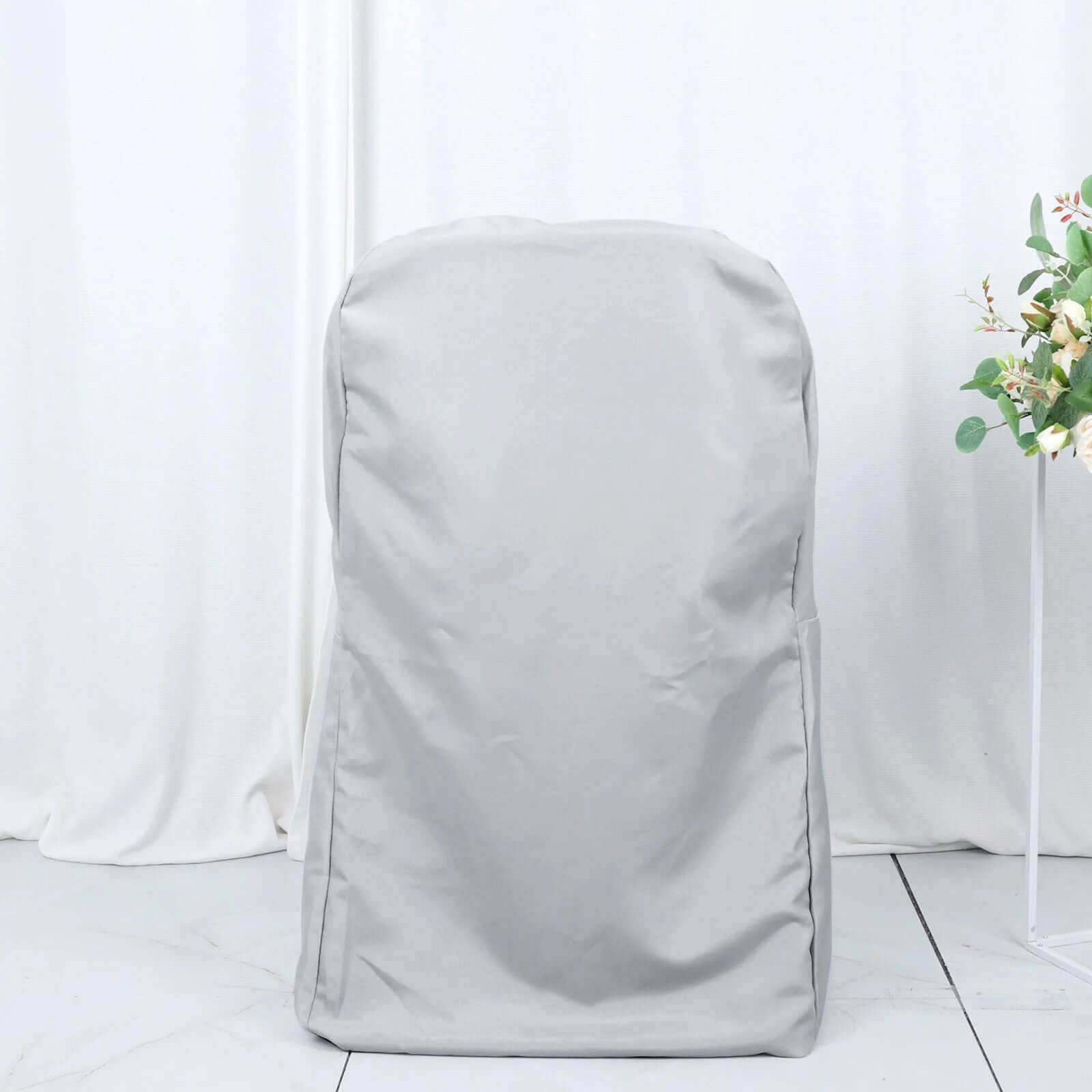 Polyester Slip On Folding Chair Covers Silver - Stain-Resistant Reusable Durable Fabric