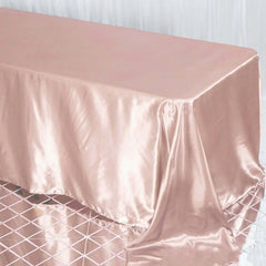 Satin Rectangular 90"x132" Tablecloth Dusty Rose - Seamless Table Cover
