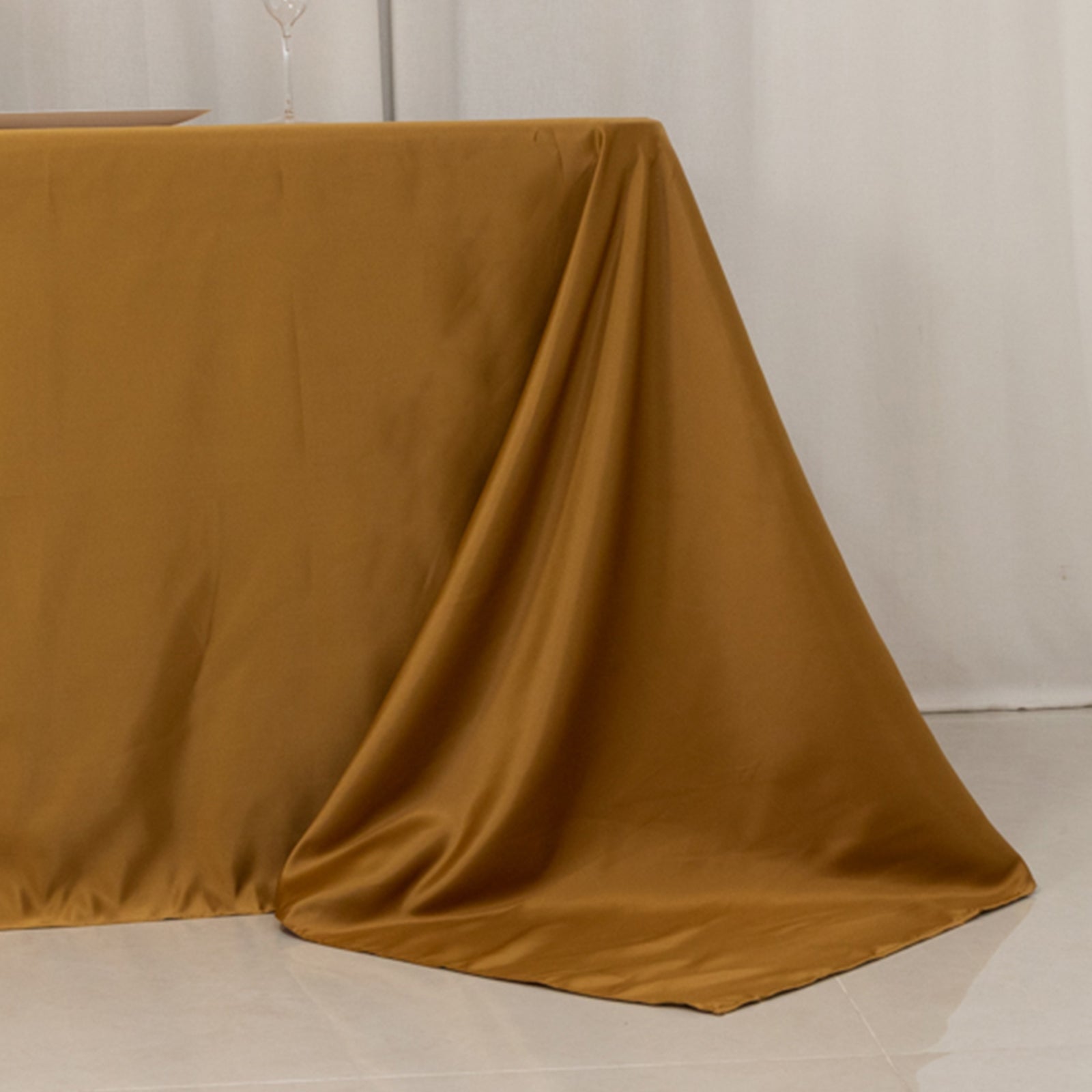 Lamour Satin 90"x156" Rectangle Tablecloth Gold - Luxurious, Soft Seamless Table Cover for Stylish Settings