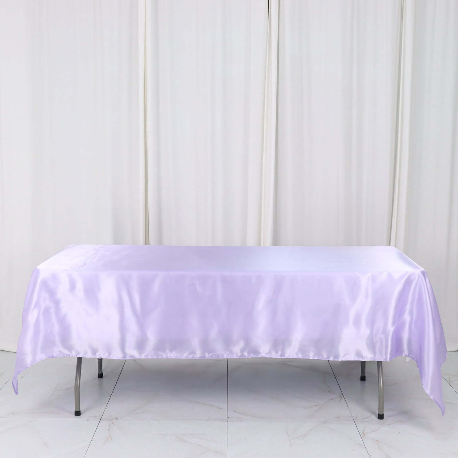 Satin Rectangular 60"x102" Tablecloth Lavender Lilac - Smooth and Lustrous Table Cover