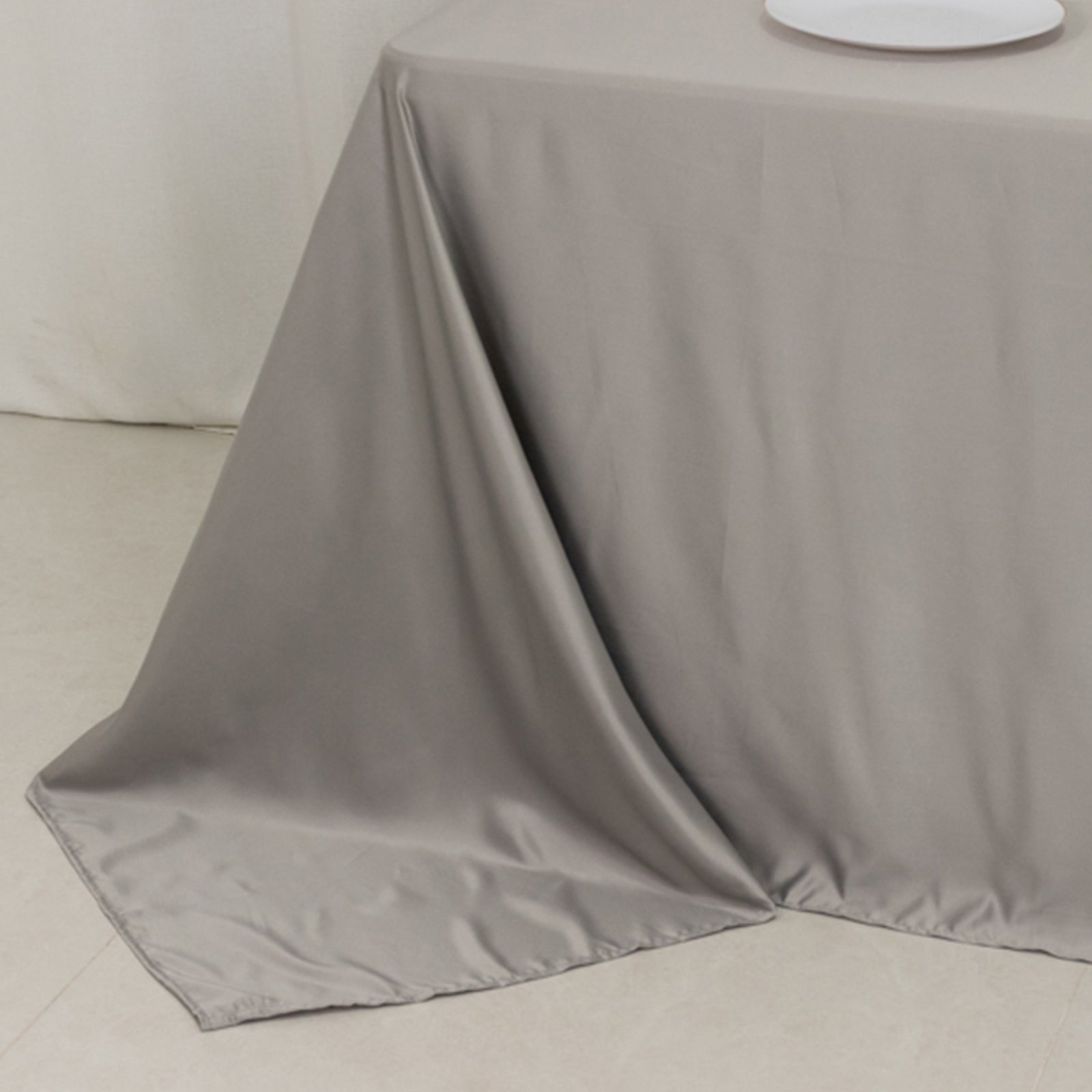 Lamour Satin 90"x132" Rectangle Tablecloth Silver - Soft & Silk-Like Seamless Table Cover