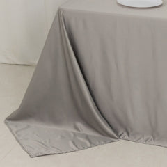 Lamour Satin 90"x132" Rectangle Tablecloth Silver - Soft & Silk-Like Seamless Table Cover