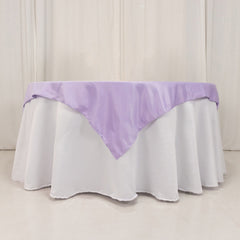 Lamour Satin 54"x54" Table Overlay Square Tablecloth Lavender Lilac - Durable & Silk-Like Table Cover