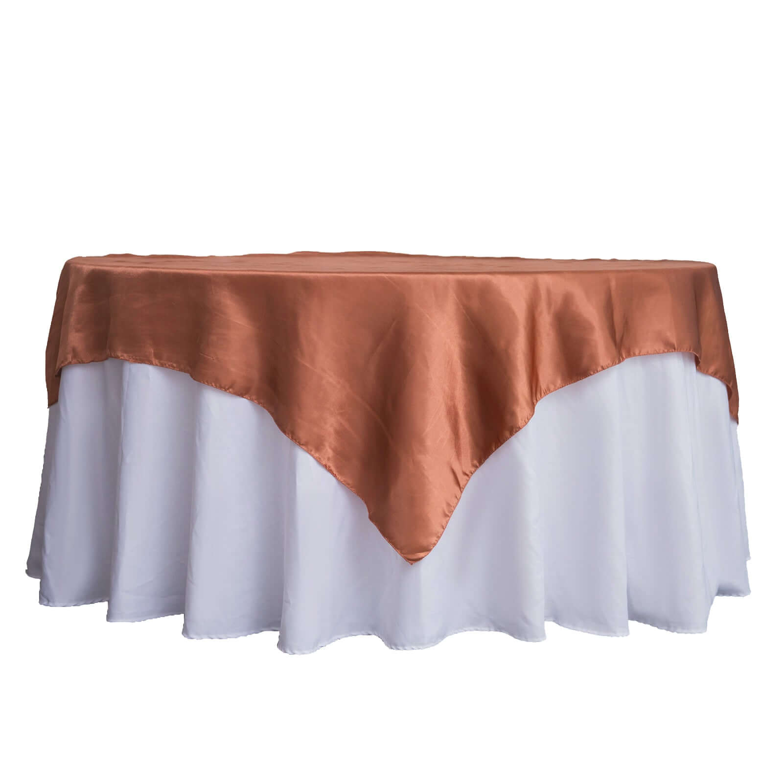 Satin 60"x60" Table Overlay Square Tablecloth Terracotta (Rust) - Smooth Silky Touch Table Cover