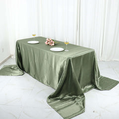 Satin Rectangular 90"x156" Tablecloth Dusty Sage Green - Seamless Table Cover