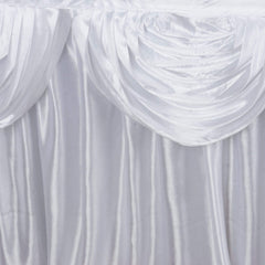 Satin 21ft Table Skirt White Pleated Double Drape Design - Soft & Graceful for Events