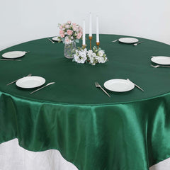 Satin 90"x90" Table Overlay Square Tablecloth Hunter Emerald Green - Smooth Finish Table Topper