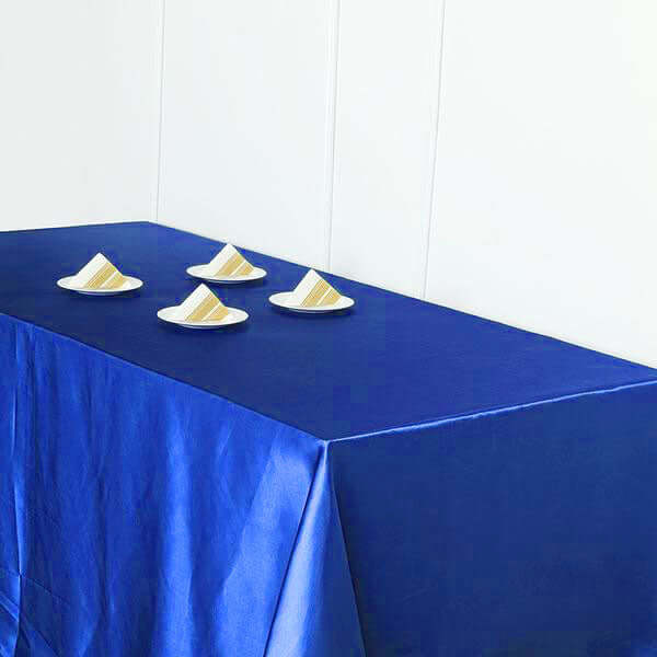 Satin Rectangular 90"x156" Tablecloth Royal Blue - Seamless Table Cover
