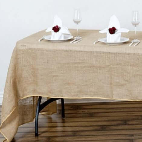 Burlap Jute 90"x156" Rectangle Tablecloth Natural - Rustic Boho Chic Seamless Table Linen