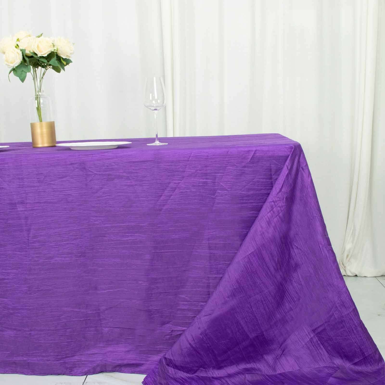 Taffeta 90"x156" Rectangle Tablecloth Purple - Accordion Crinkle Seamless Table Cover