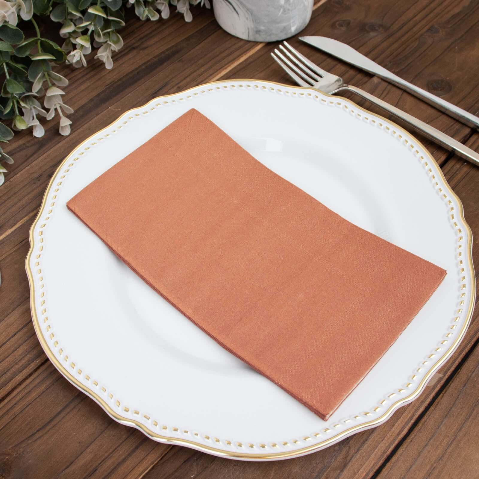 50-Pack Paper Napkins Terracotta (Rust) - Soft Disposable 2-Ply Dinner Napkins for Weddings