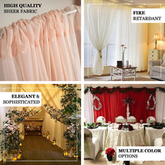 2 Pack Nude Sheer Chiffon Event Curtain Drapes, Durable Flame Resistant Organza Backdrop Event Panels With Rod Pockets - 10ftx10ft
