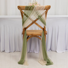 20-Pack Sheer Chair Drape Decor in Dusty Sage Green and Beige – 9ft Shimmer Sash, Wrinkle-Free