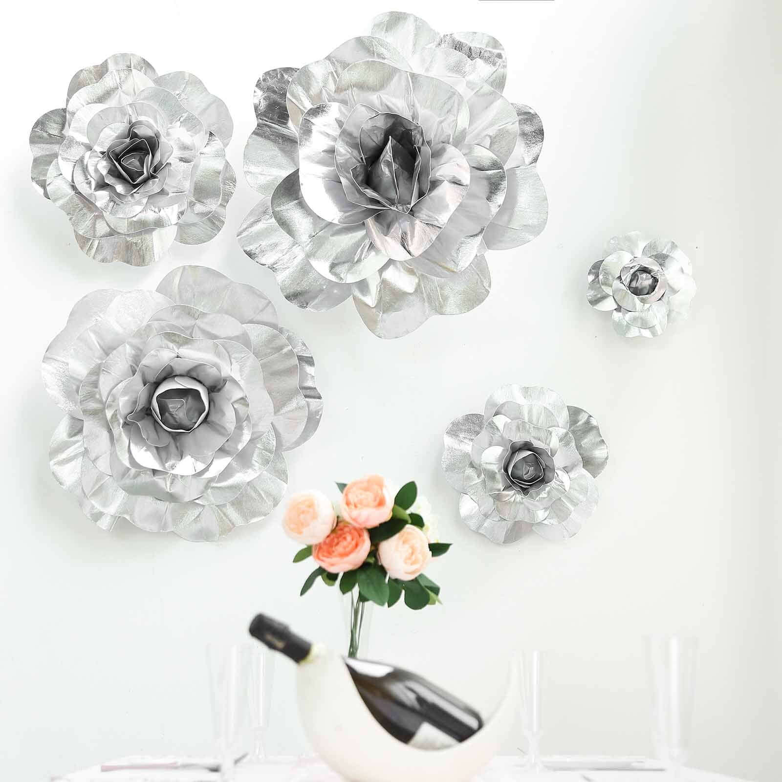 2 Pack 24" Large Silver Real Touch Artificial Foam DIY Craft Roses