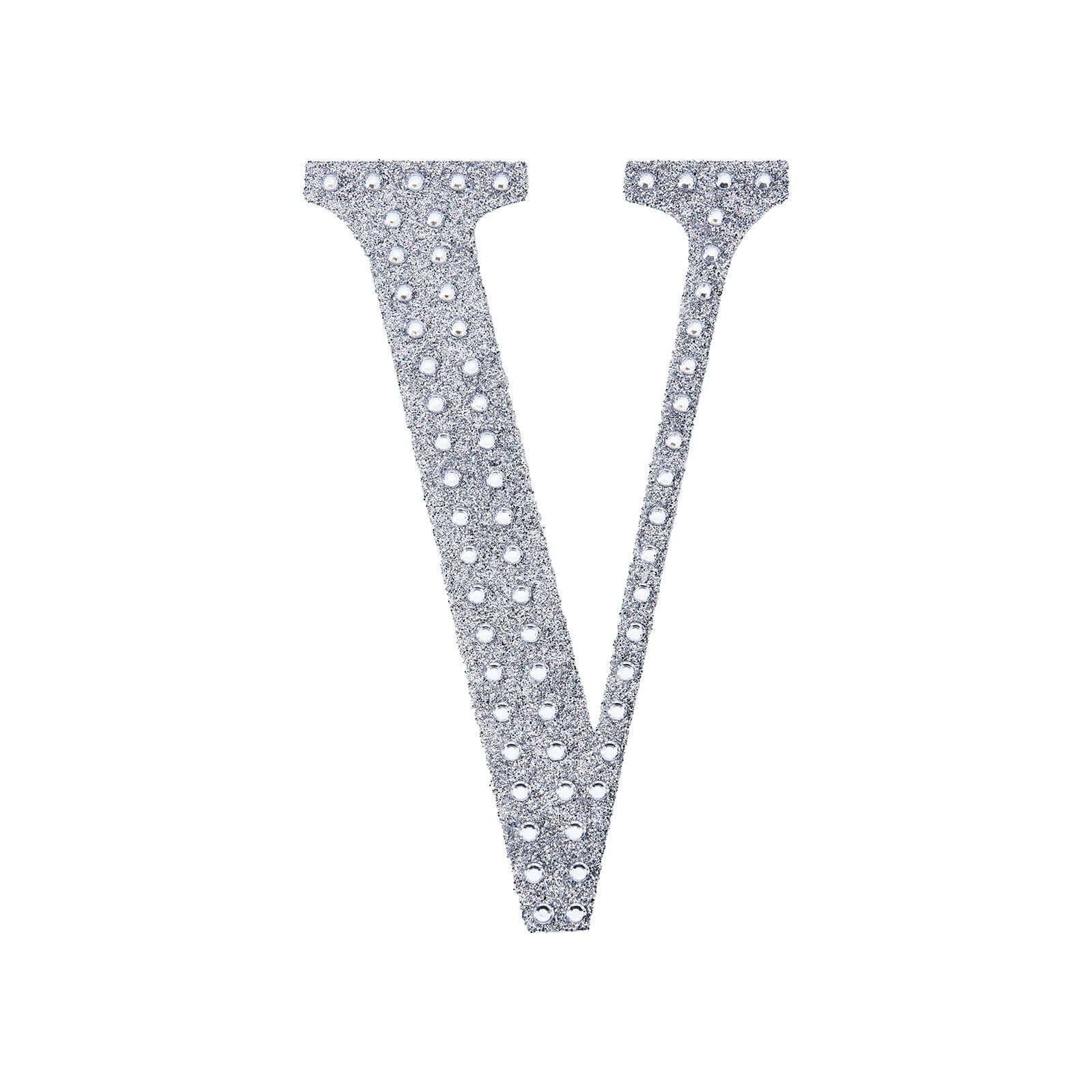 Decorative Rhinestone Alphabet "V" Letter Stickers, Glitter Adhesive Craft Letters Silver DIY Sparkle Embellishments 8"