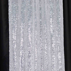 2 Pack Silver Sequin Event Curtain Drapes with Rod Pockets, Seamless Backdrop Event Panels - 8ftx2ft
