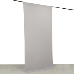 Silver 4-Way Stretch Spandex Event Curtain Drapes, Wrinkle Free Backdrop Event Panel with Rod Pockets - 5ftx10ft