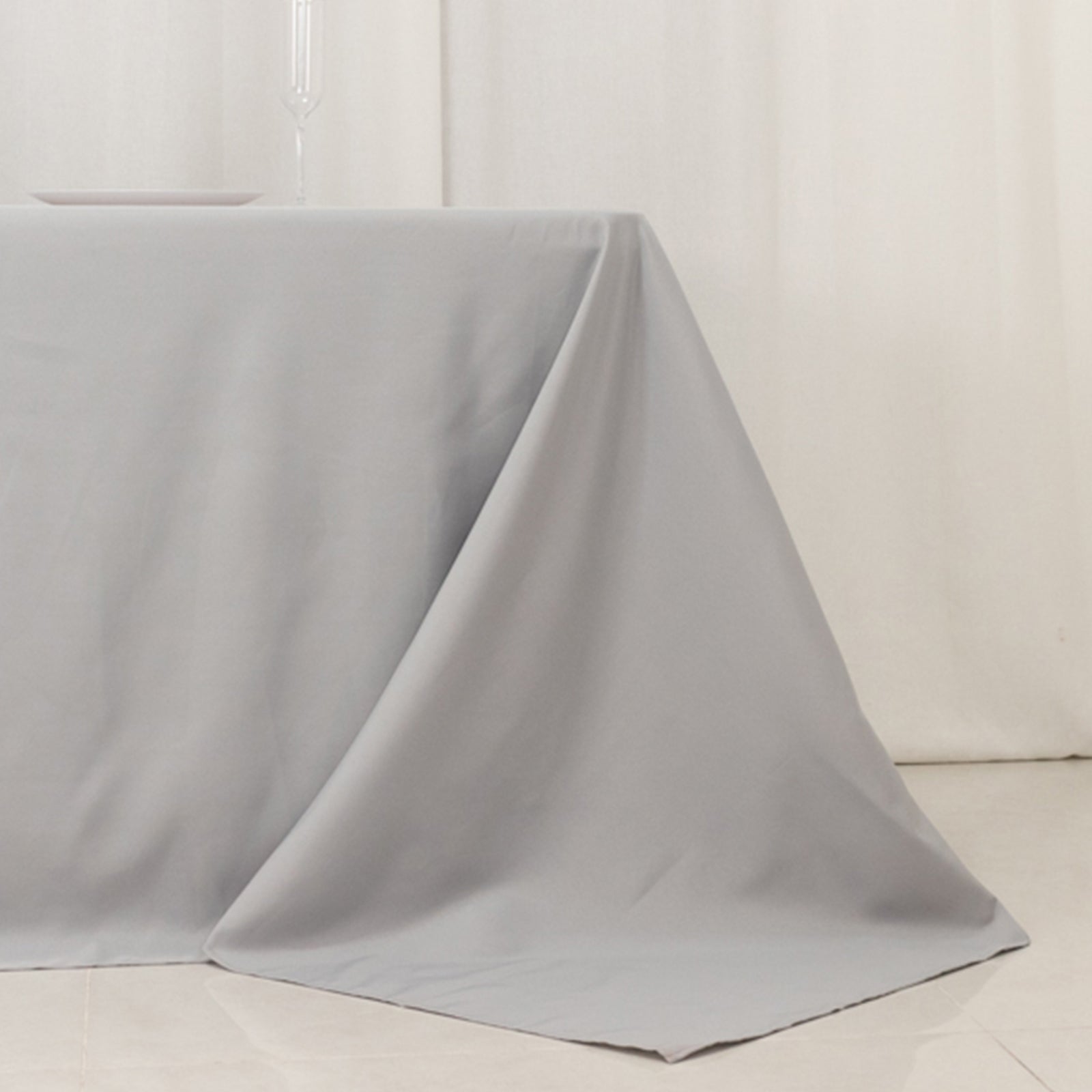 Premium Polyester 90"x156" Rectangle Tablecloth Silver - Seamless 220GSM Stain-Resistant Table Cover
