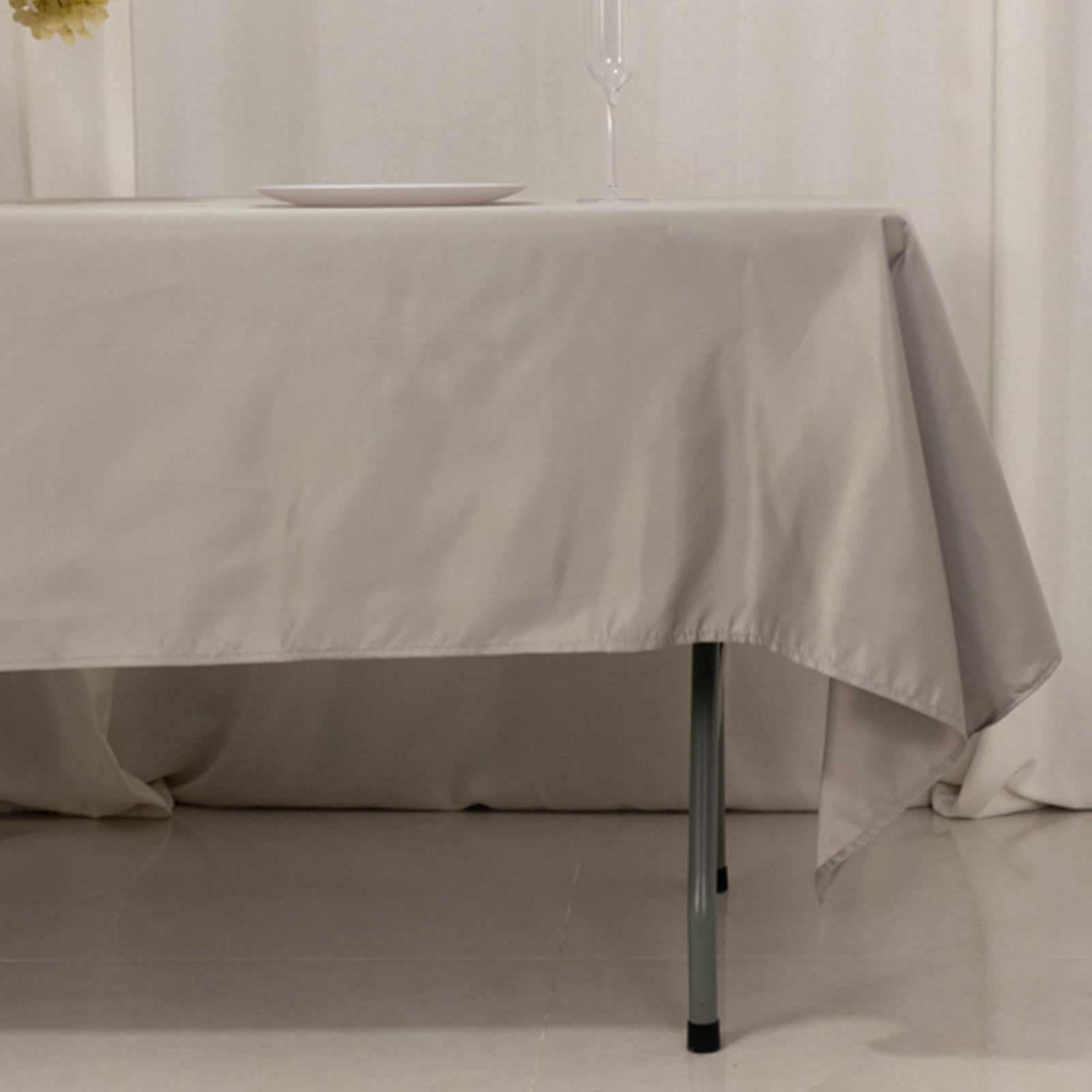 Lamour Satin 60"x102" Rectangle Tablecloth Silver - Durable & Silky Soft Feel Table Cover